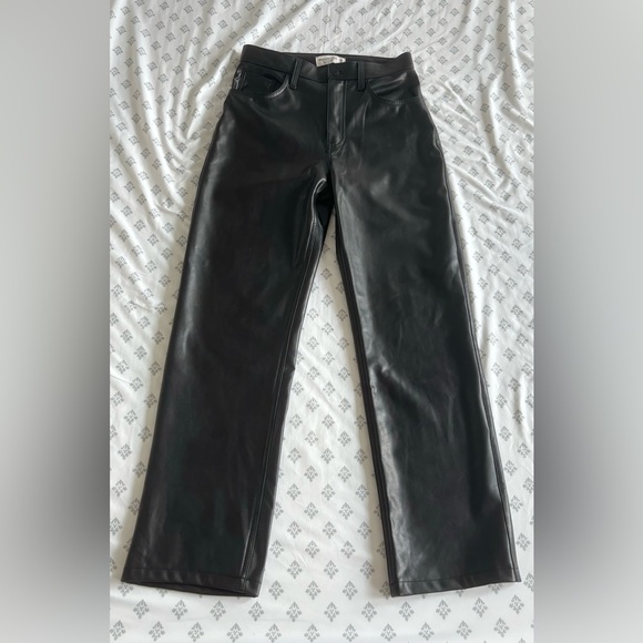 Abercrombie and Fitch 90s Straight Vegan Leather Pants. - Picture 2 of 10